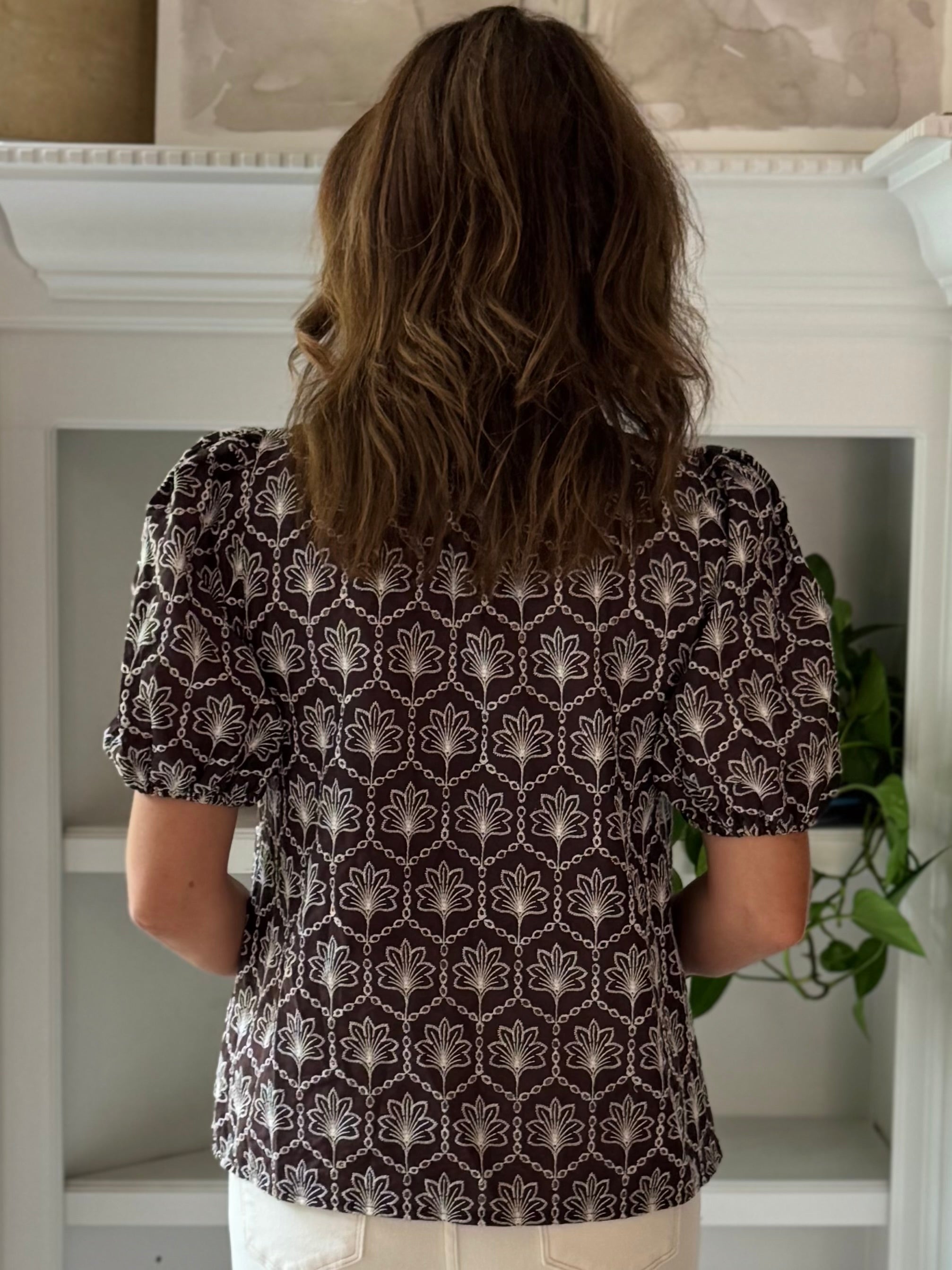 Expresso Elegance Embroidered Top