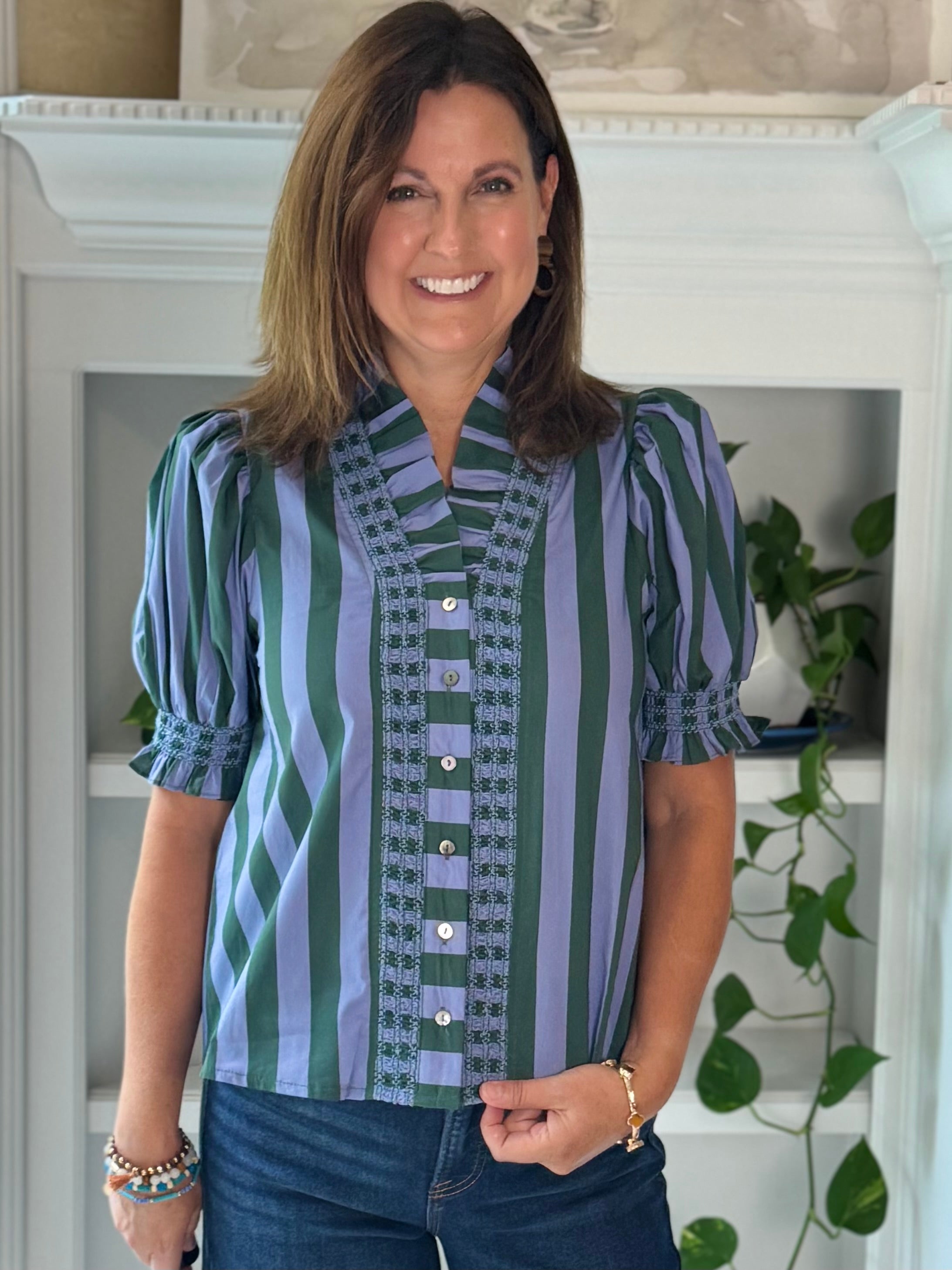 Love at First Stripe Top - Blue/Green