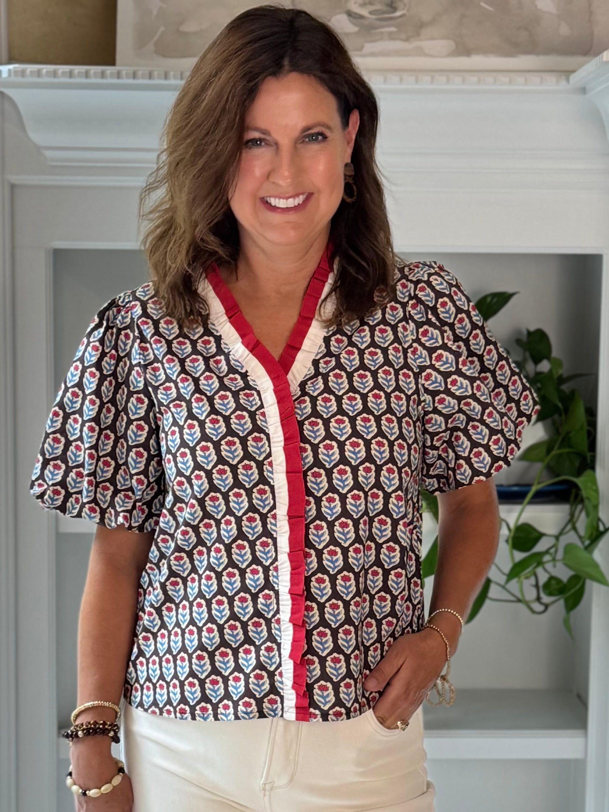 Scarlet Trim Floral top