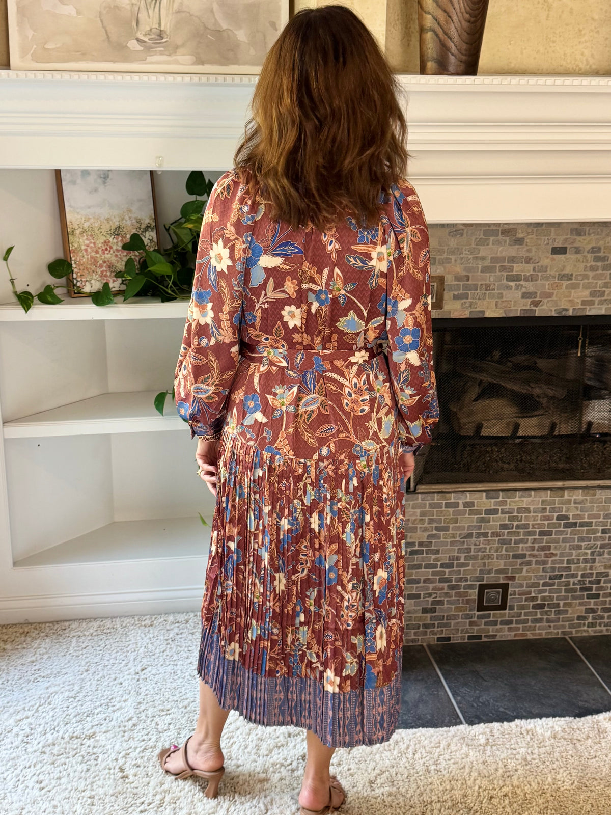 Current Air Floral Edit Pleated Midi Dress