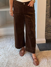 Everyday Luxe Wide Leg Cropped Corduroy Pants - Brown