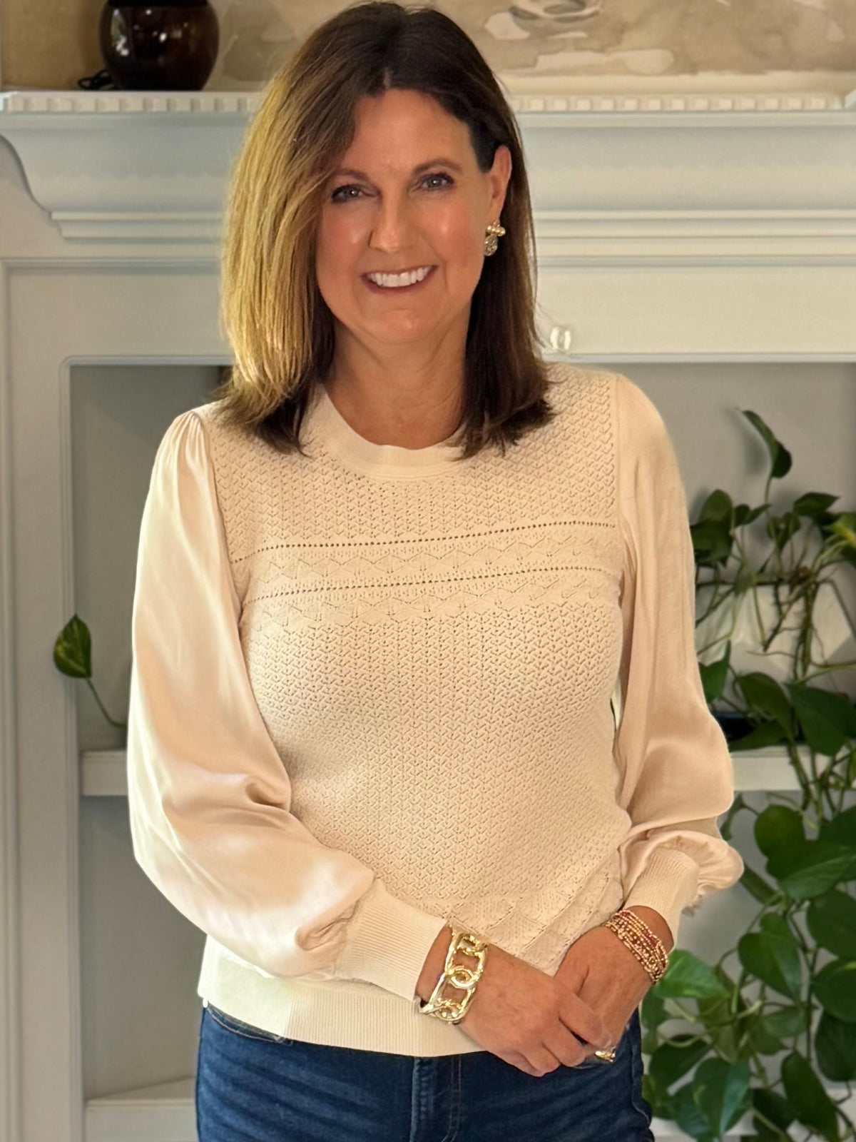 Current Air Elevated Detail Sweater - Champagne
