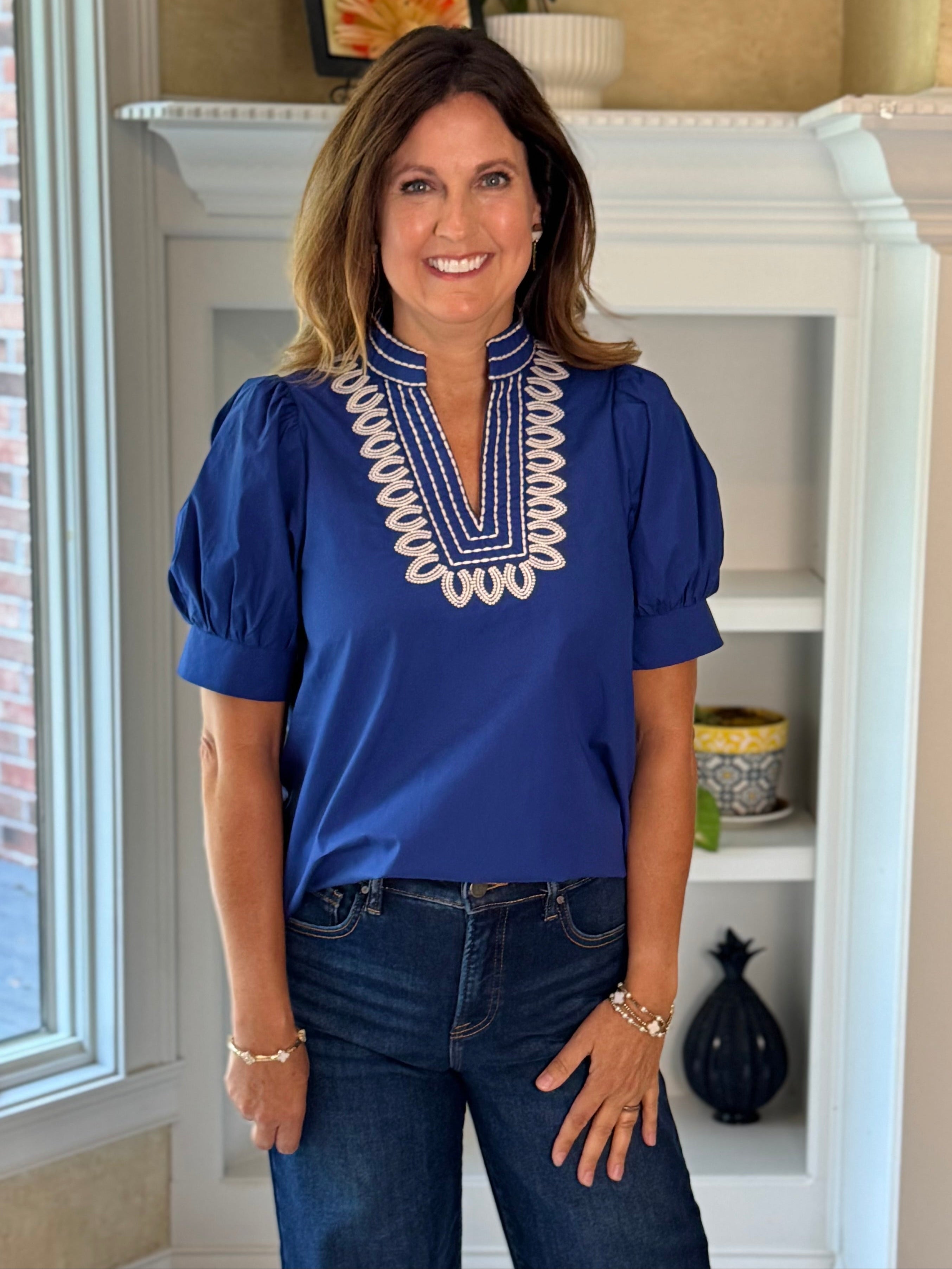 Radiance Embroidered Top - Blue