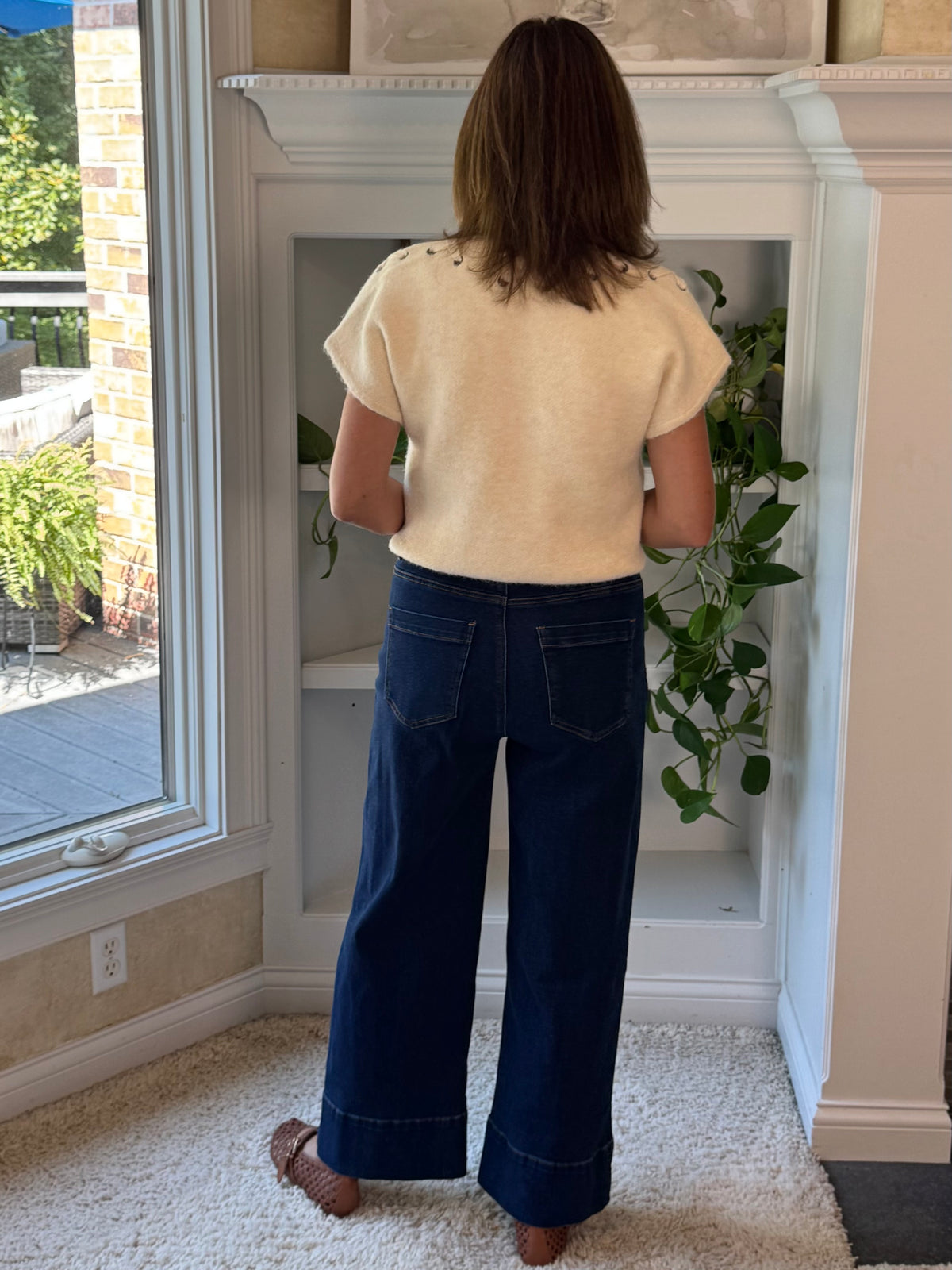 Modern Cuff Wide Leg Ankle Jeans - Dark Wash