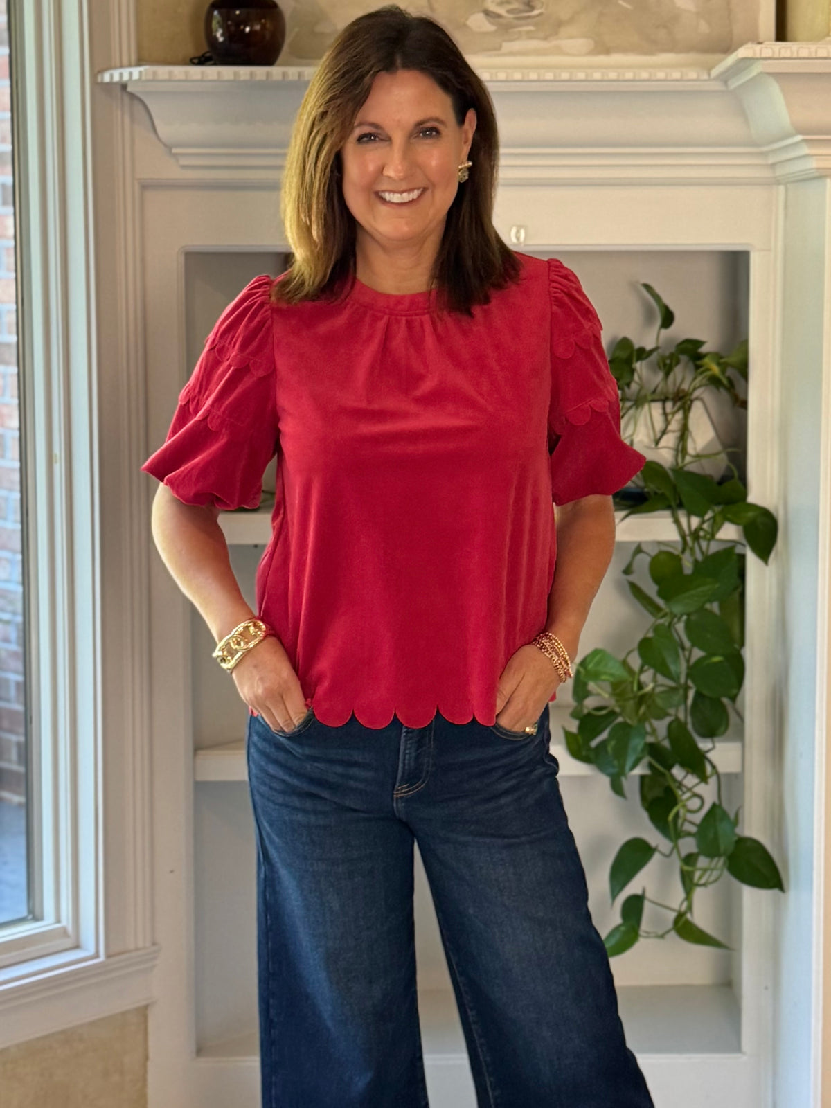 Corduroy Crush Scalloped Top