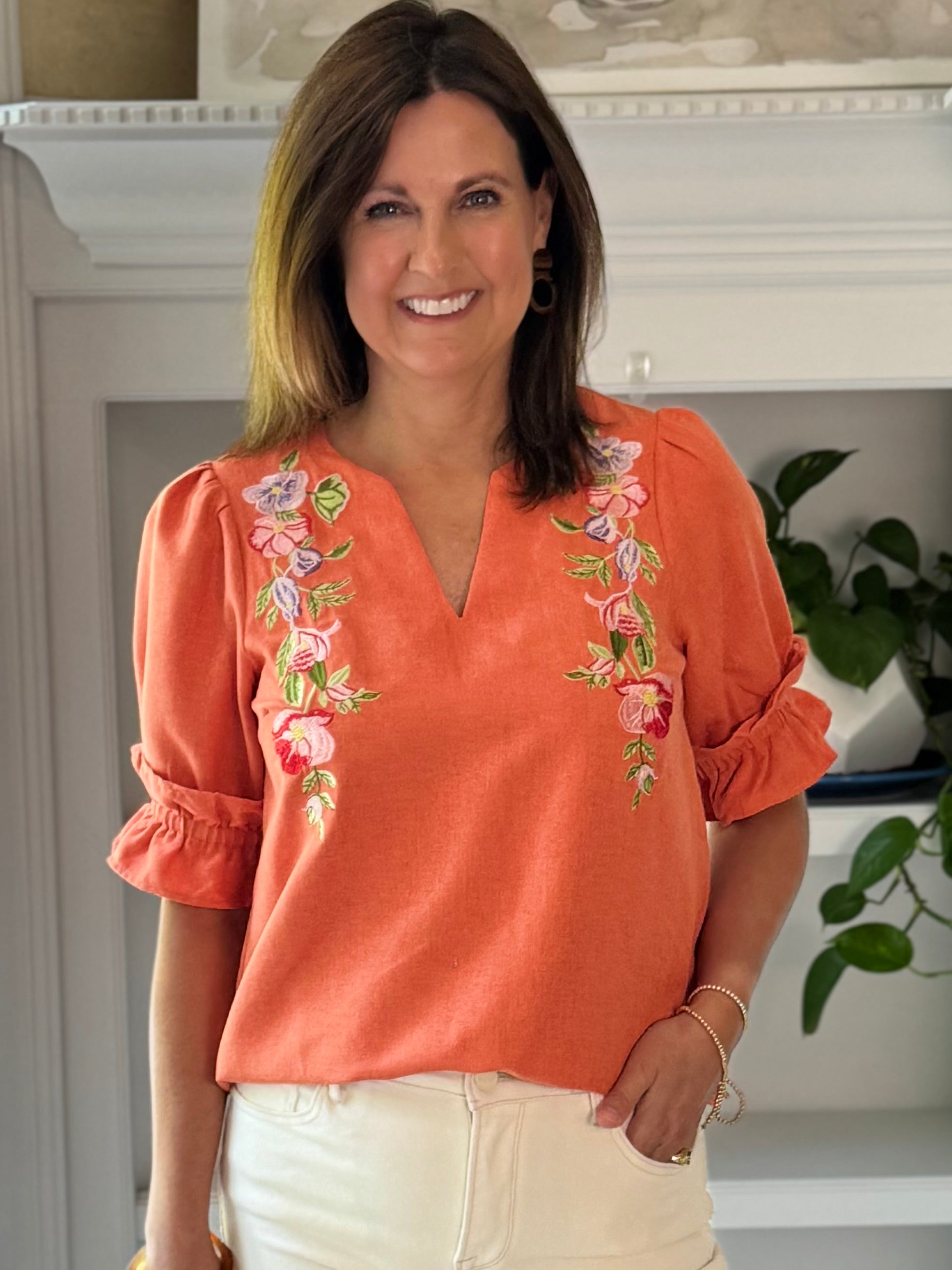 Sunset Elegance Embroidered Top
