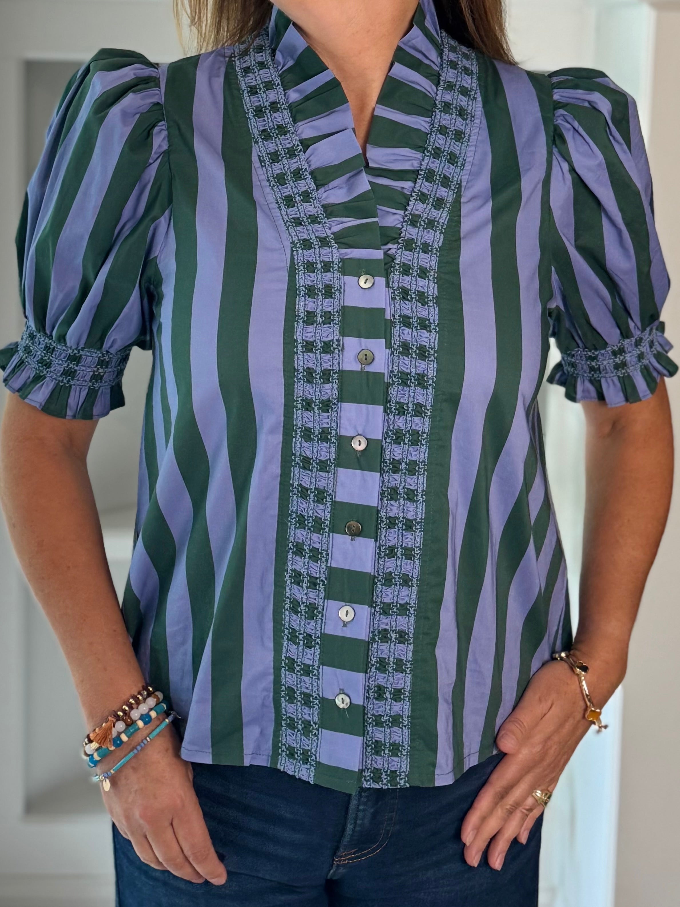 Love at First Stripe Top - Blue/Green