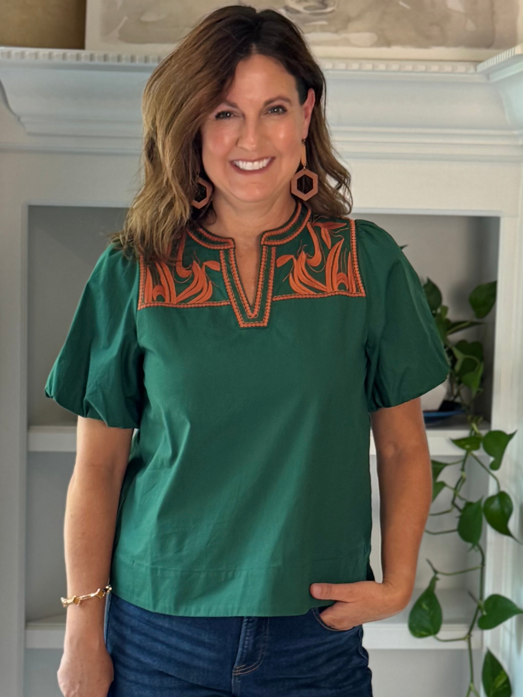 Autumn Ember Embroidered Top