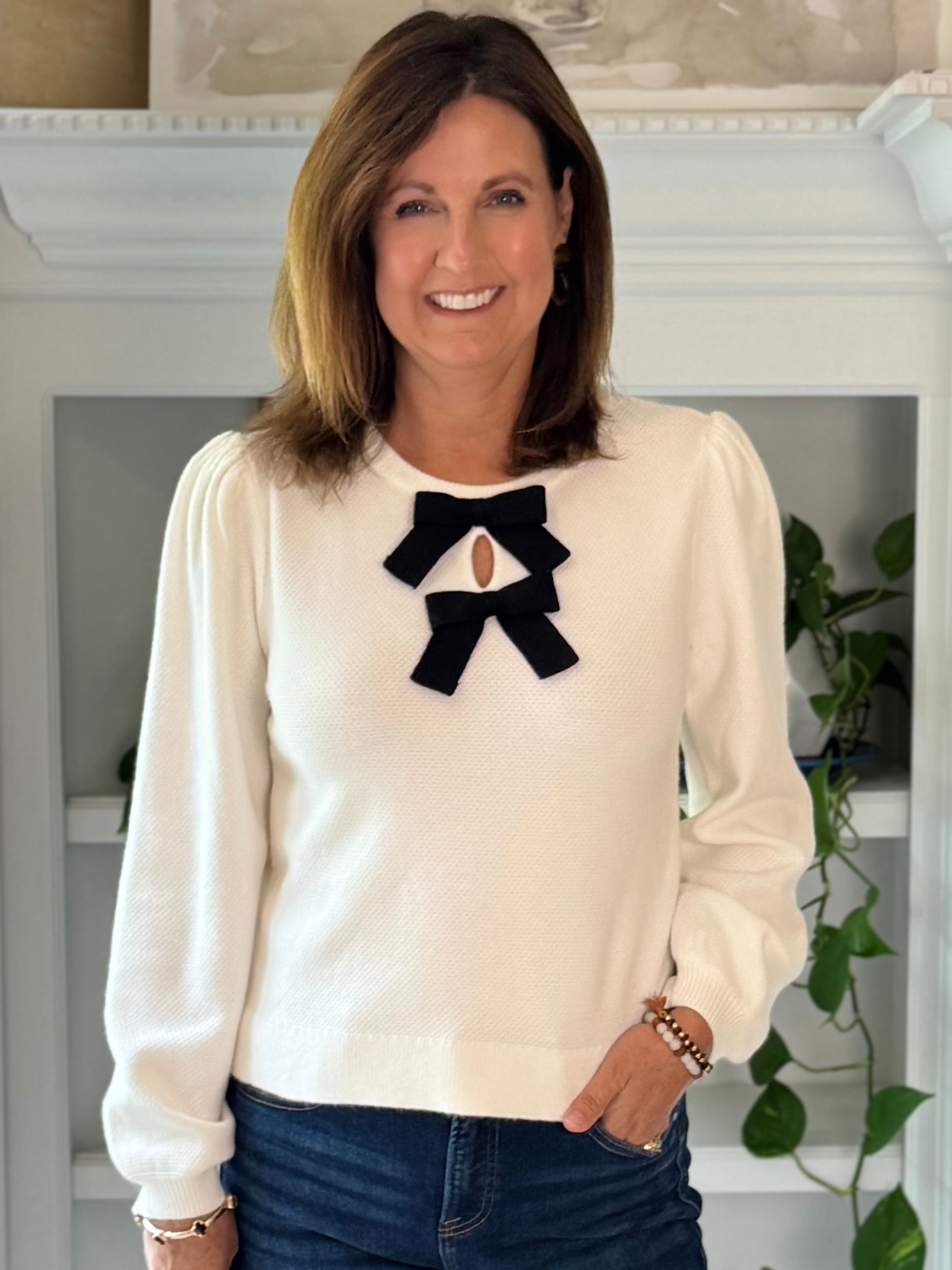 Two of a Kind Bow Knit Top - Ivory