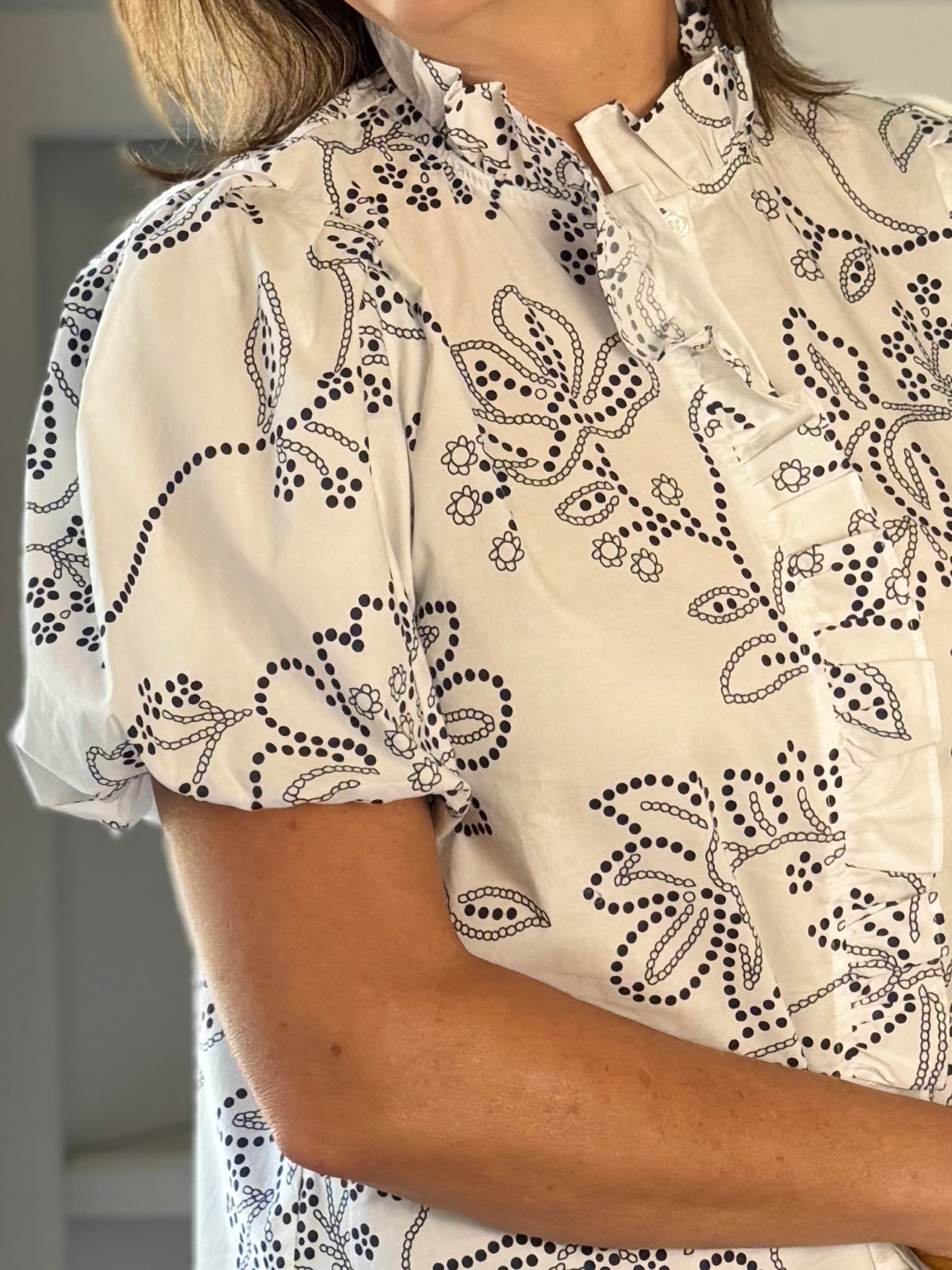 Flourish Print Blouse - White