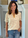 Textured Floral Contrast Top