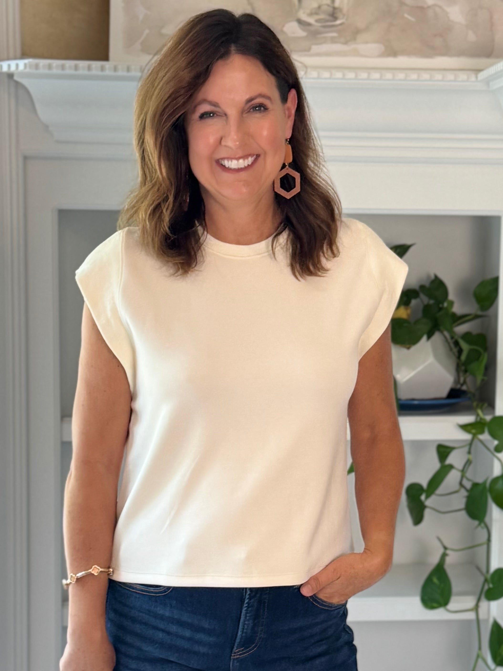 Essential Cap Sleeve Top - Ecru