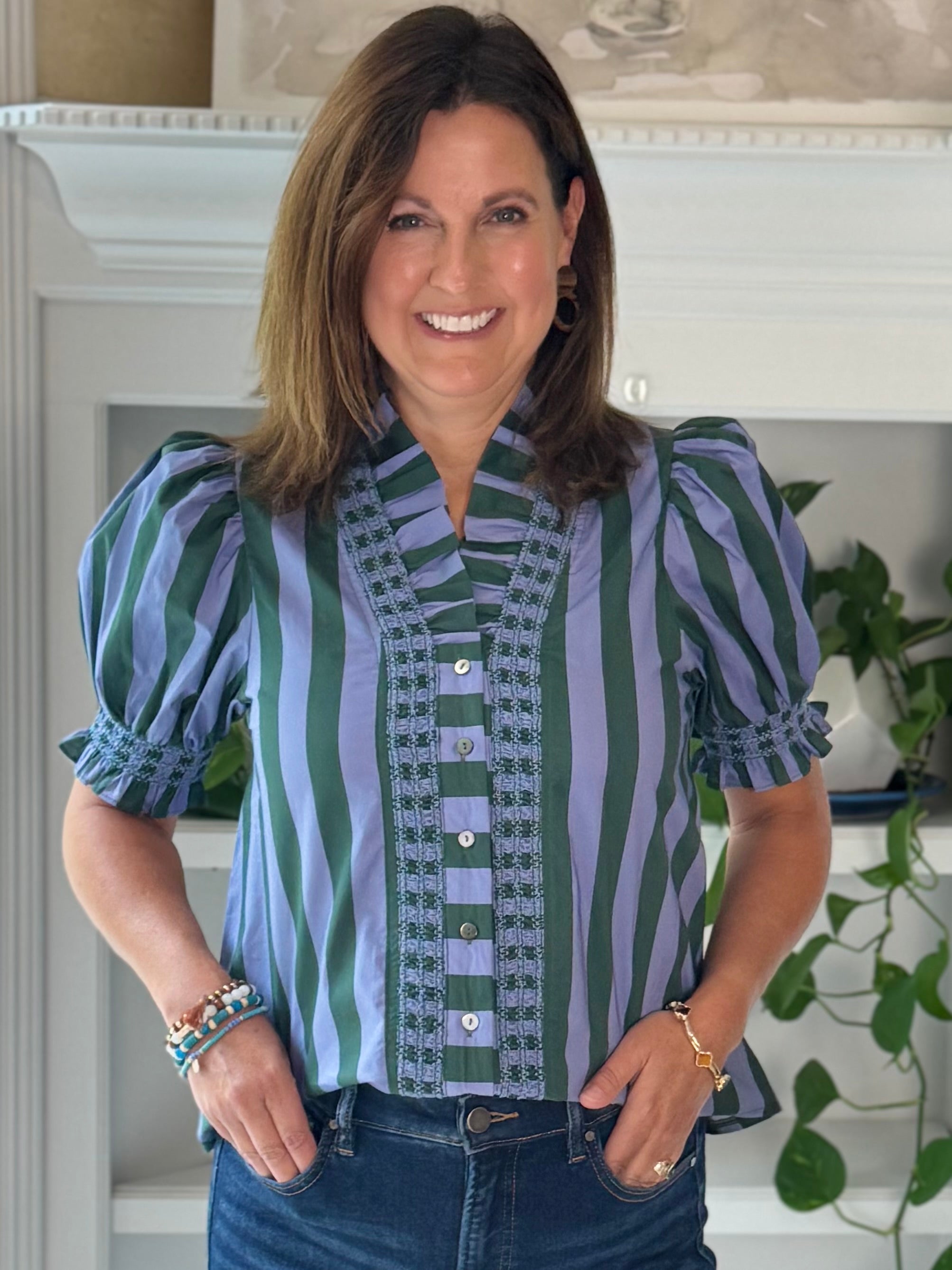 Love at First Stripe Top - Blue/Green