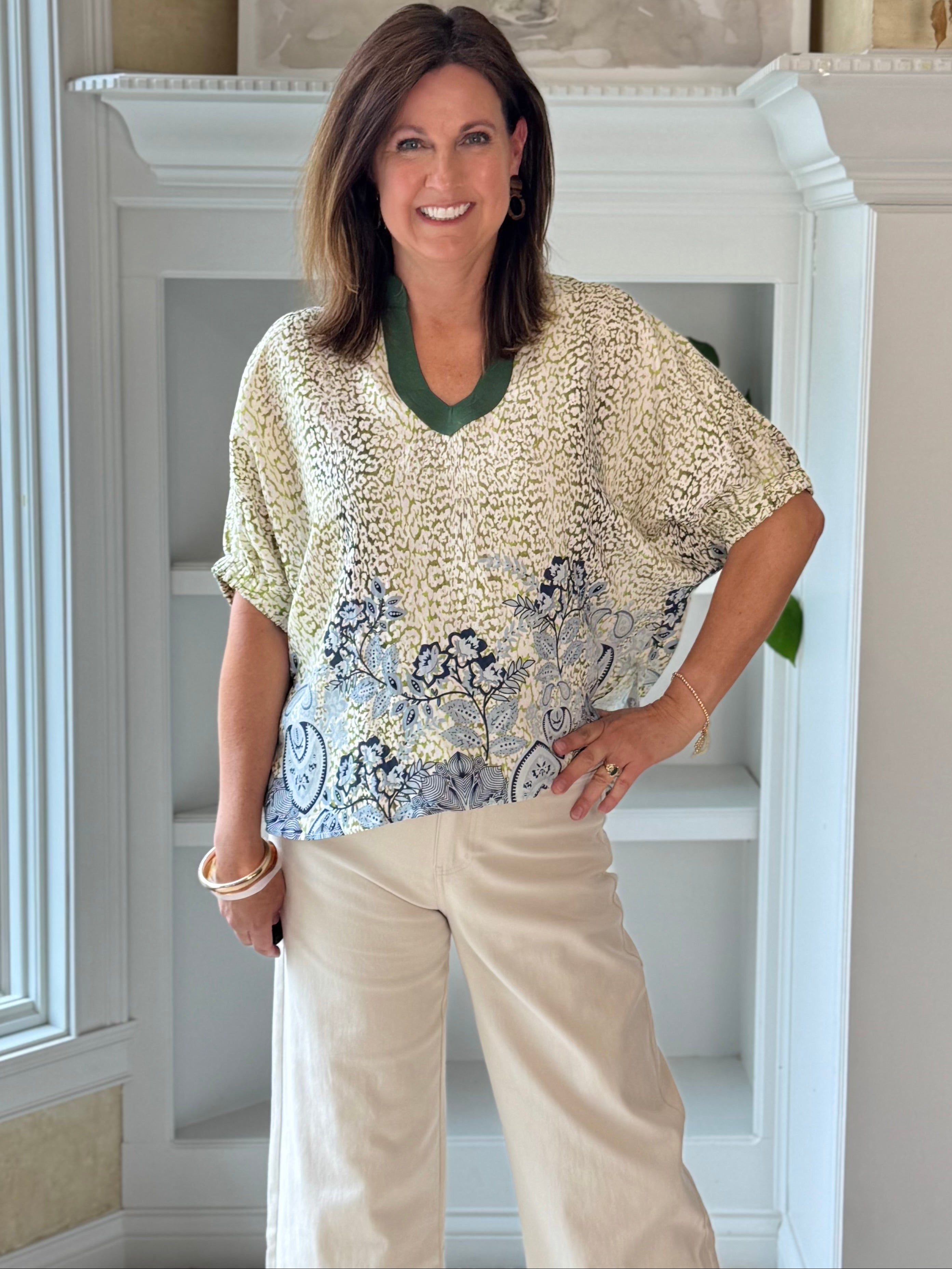 Olive Grove Print Top