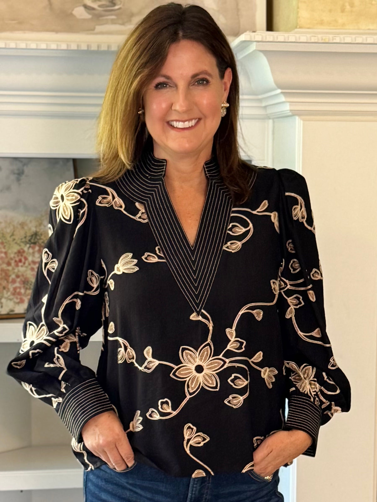 Remarkable Details Embroidered Blouse - Black