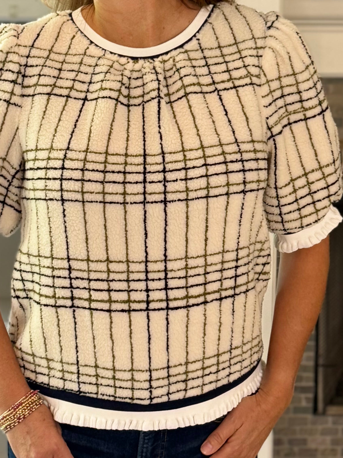 Plaid to Meet You Sherpa Top