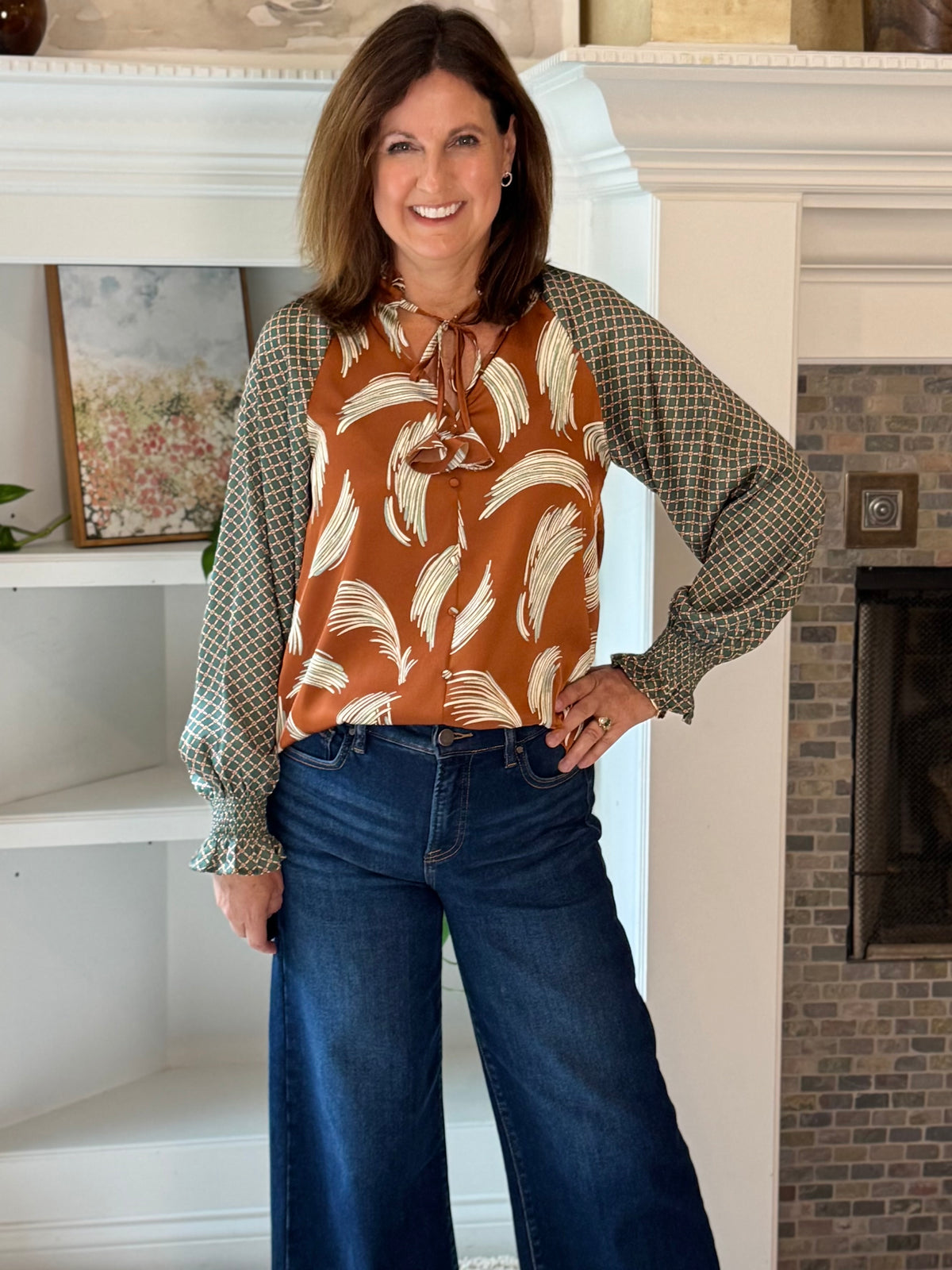 THML Signature Stroke Print Blouse