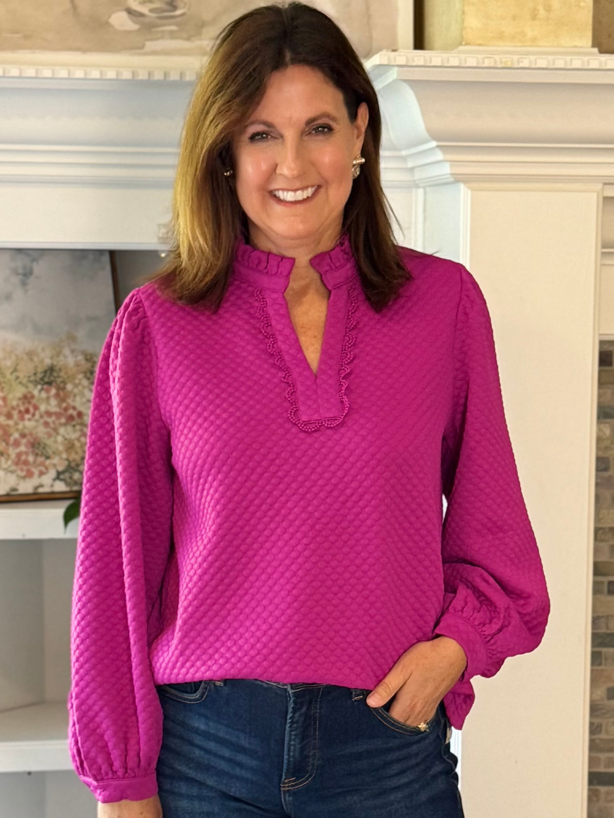 Meet Me in Magenta Textured Top