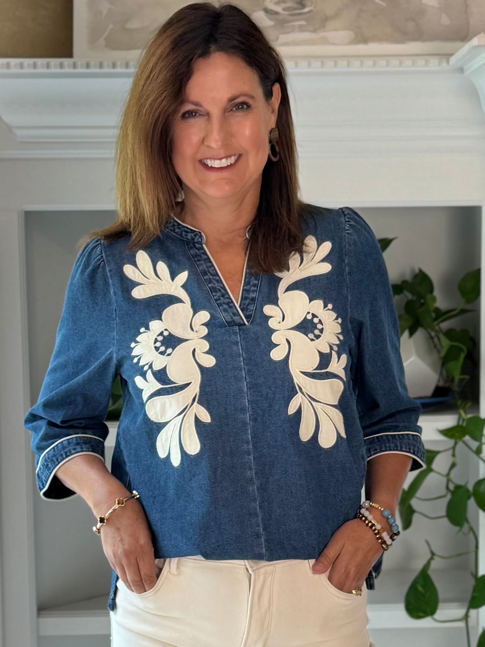 Denim & Grace Applique Top