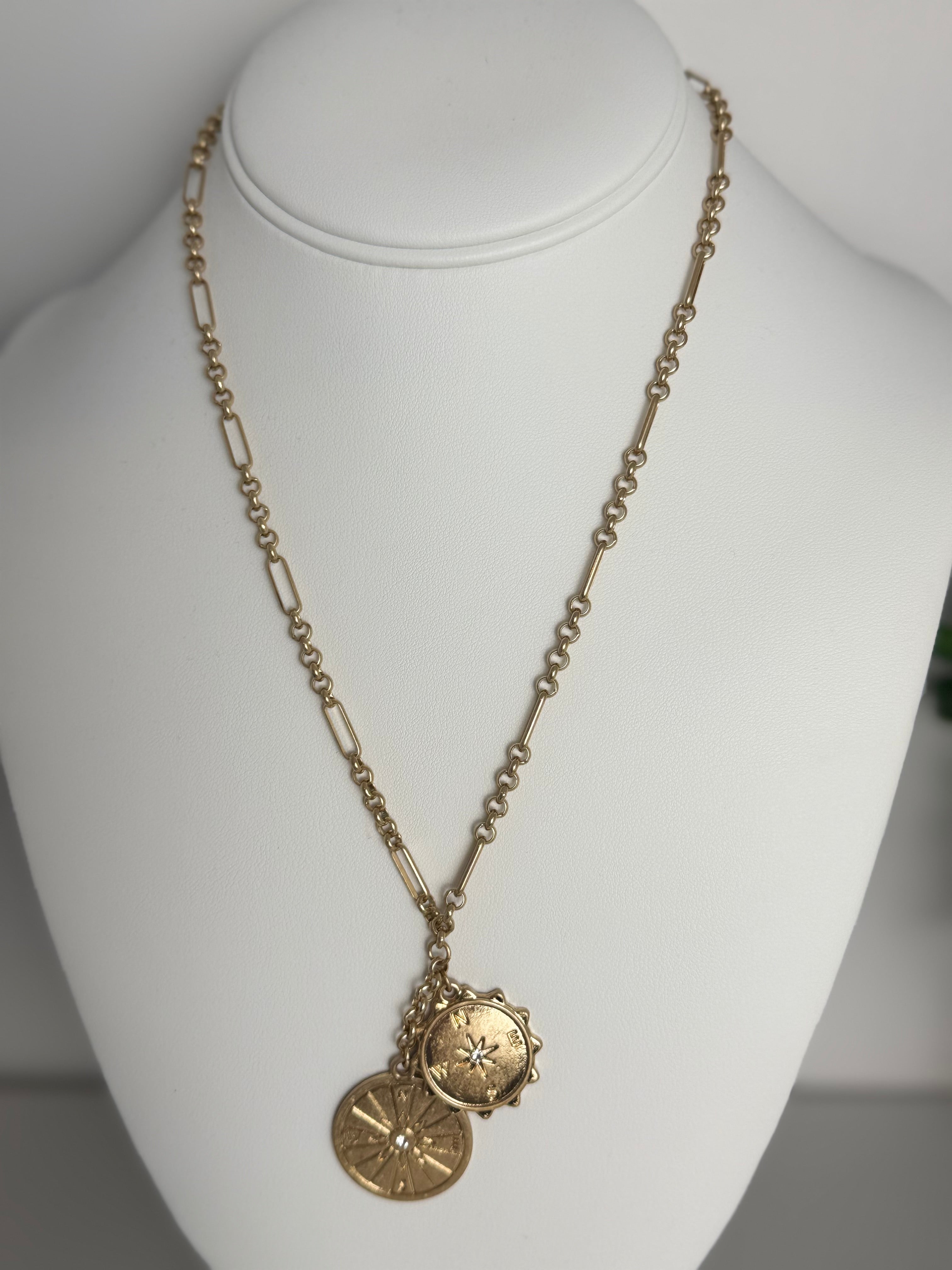 Golden Compass Charm Necklace
