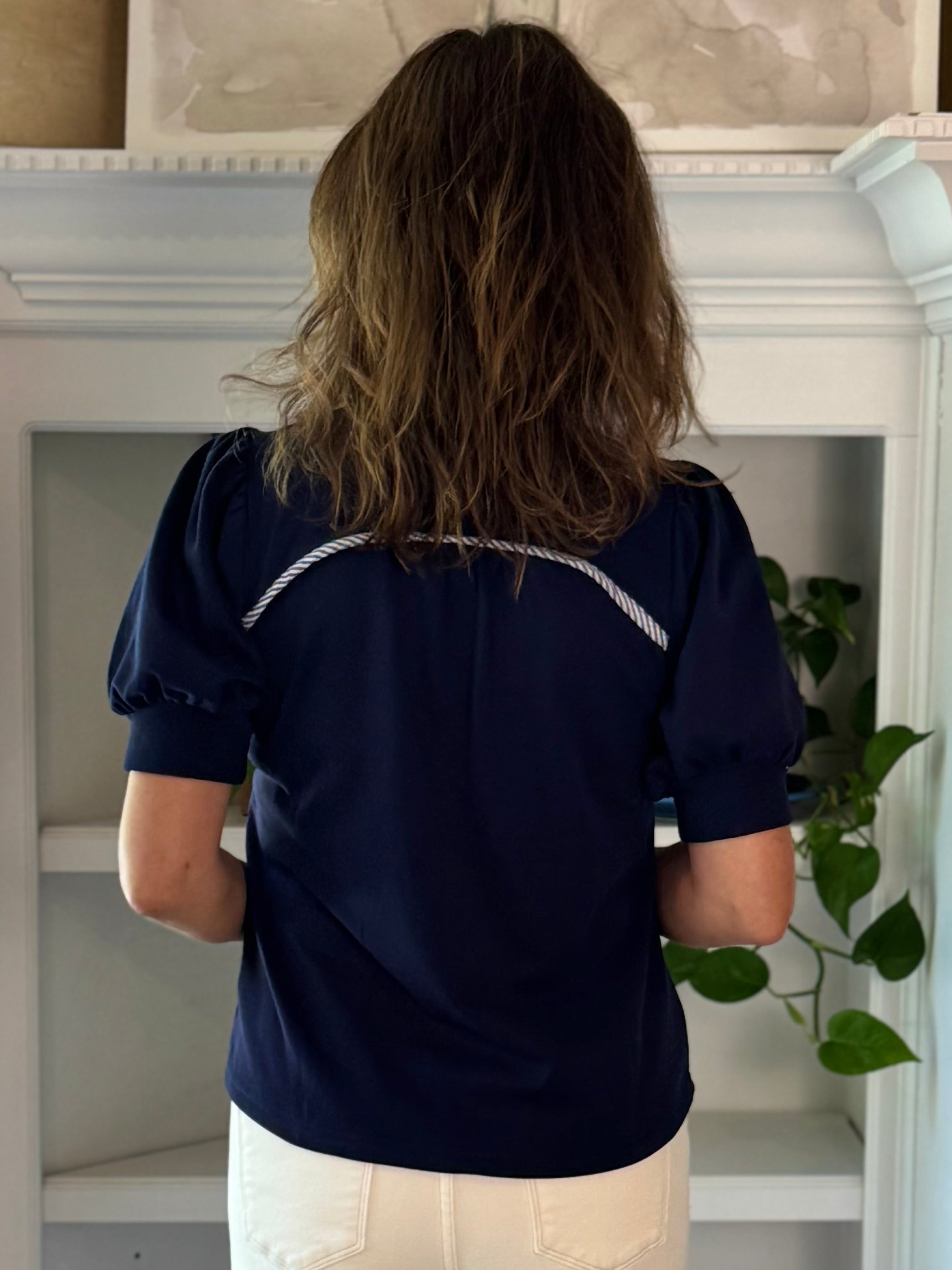 Modern Prep Contrast Top - Navy