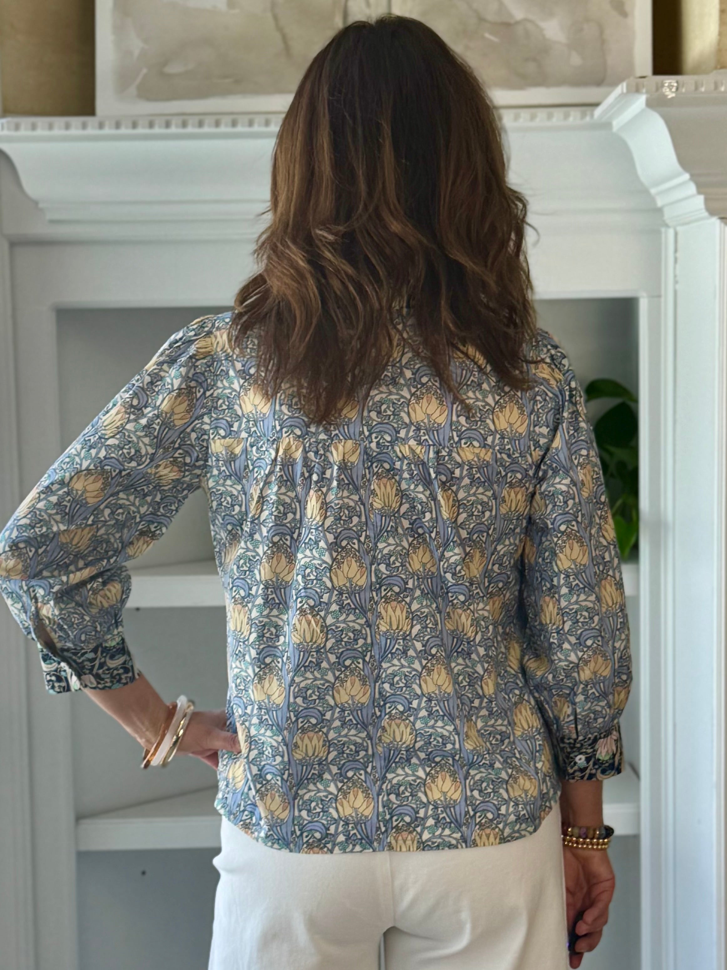 Timeless Floral Print Blouse - Blue