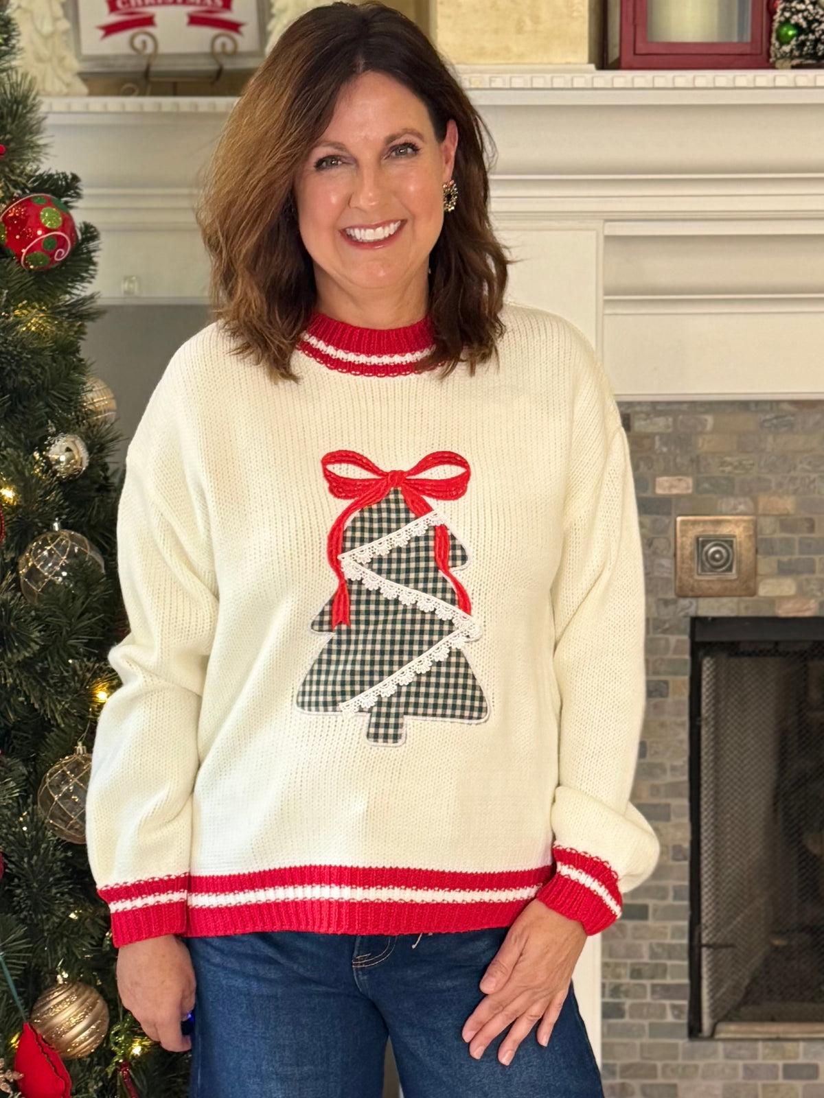 Touch of Gingham Festive Sweater