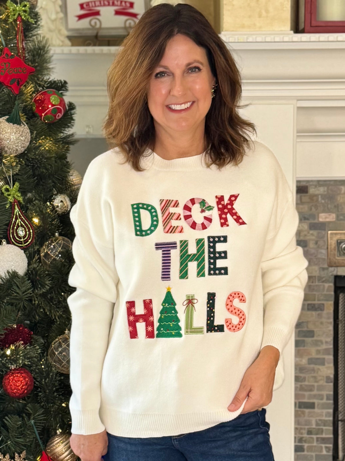 Deck the Halls Holiday Sweater – Ivory