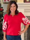 THML Red Pop Embroidered Sweater