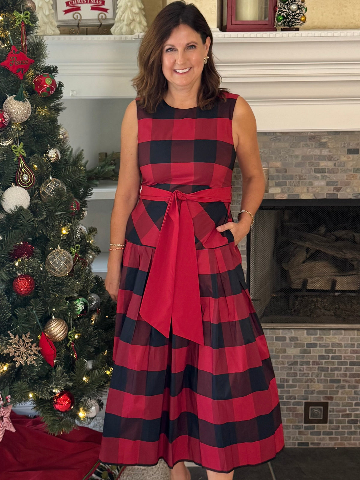 Season to Celebrate Plaid Midi Dress