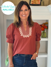 Radiance Embroidered Top - Burnt Orange