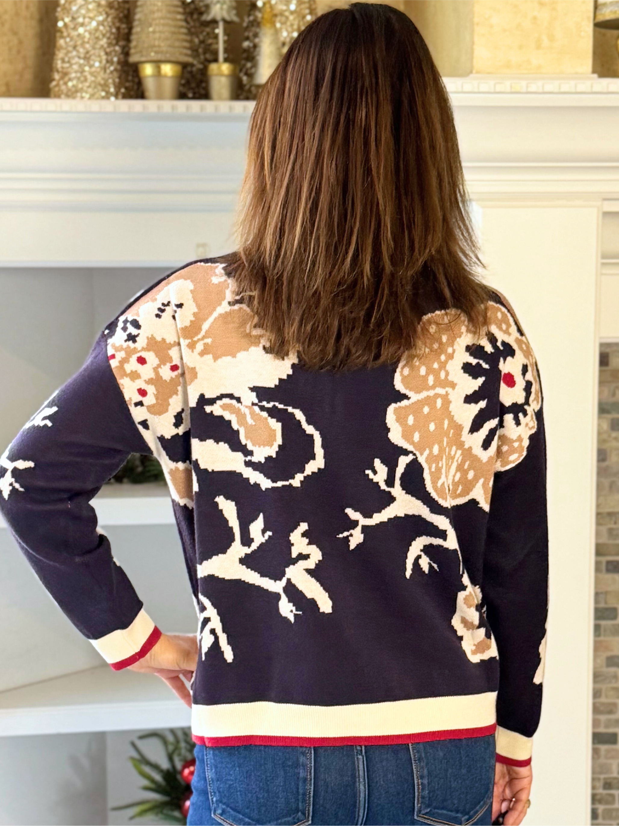 Floral Impressions Contrast Sweater