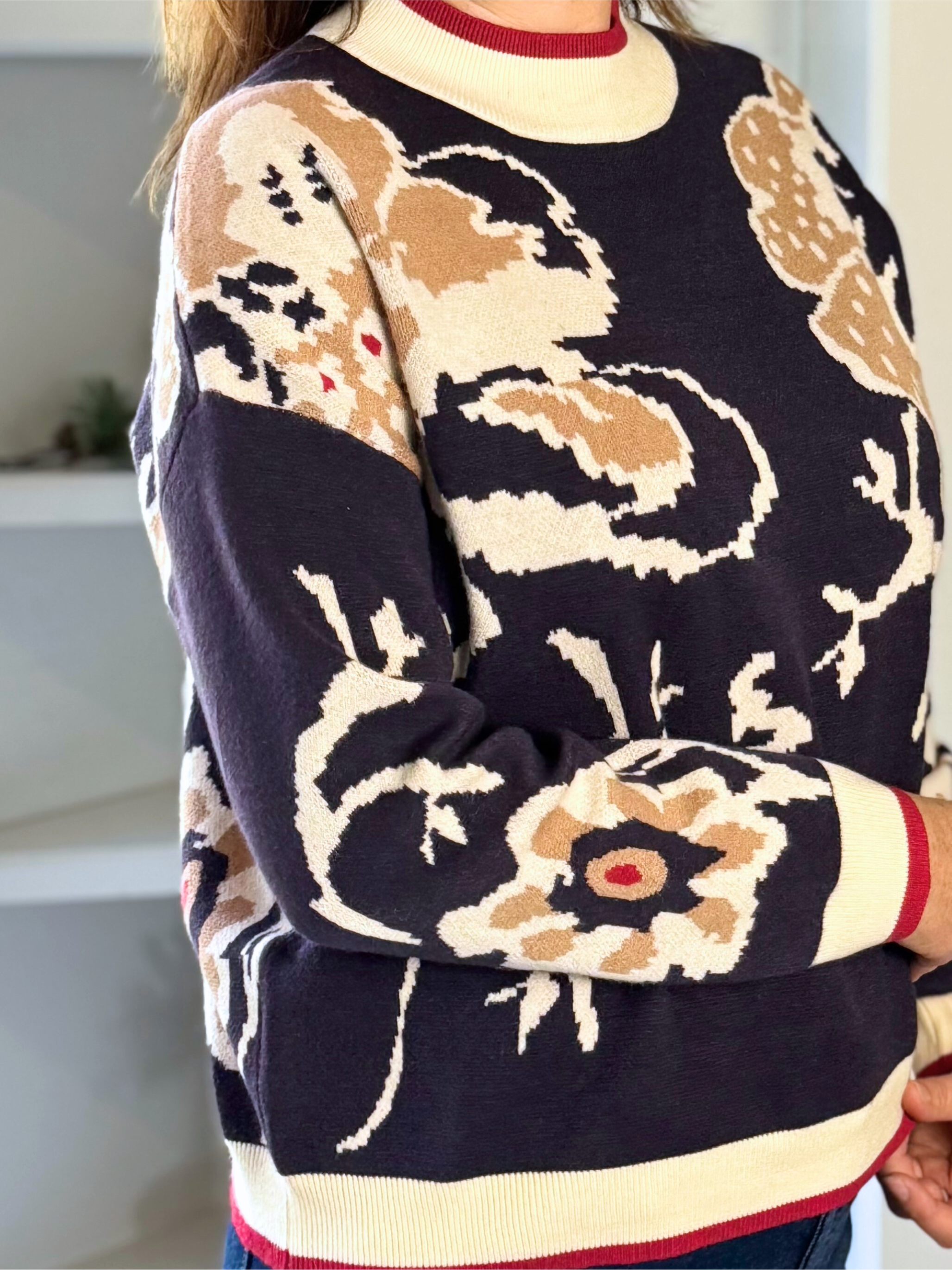 Floral Impressions Contrast Sweater